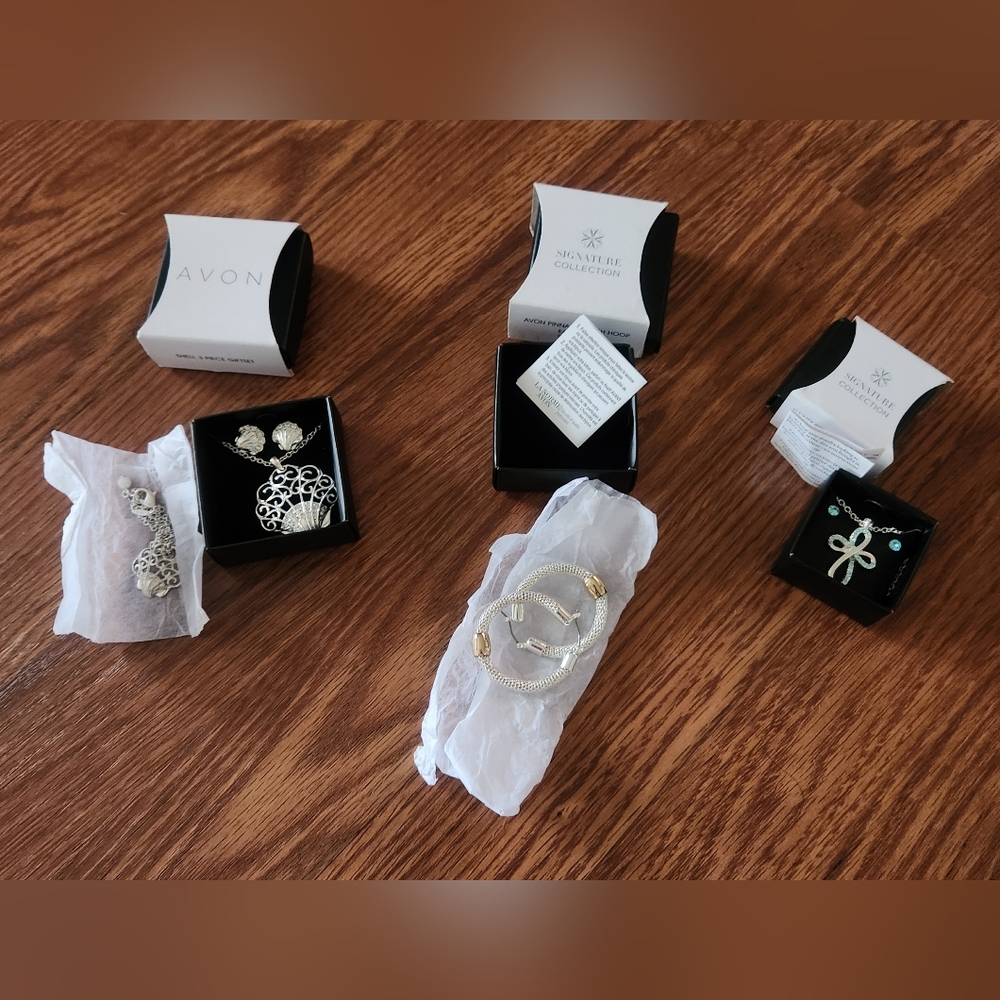 Avon Silver and Gold Necklace And Earrings Sets